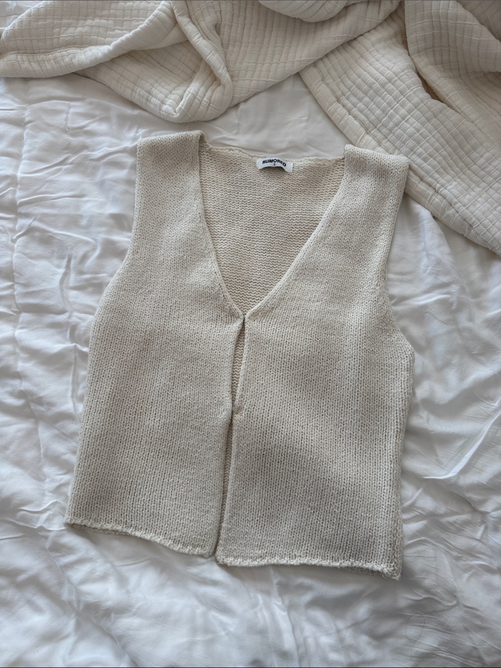 Rumored Cream Knit Sleeveless Vest